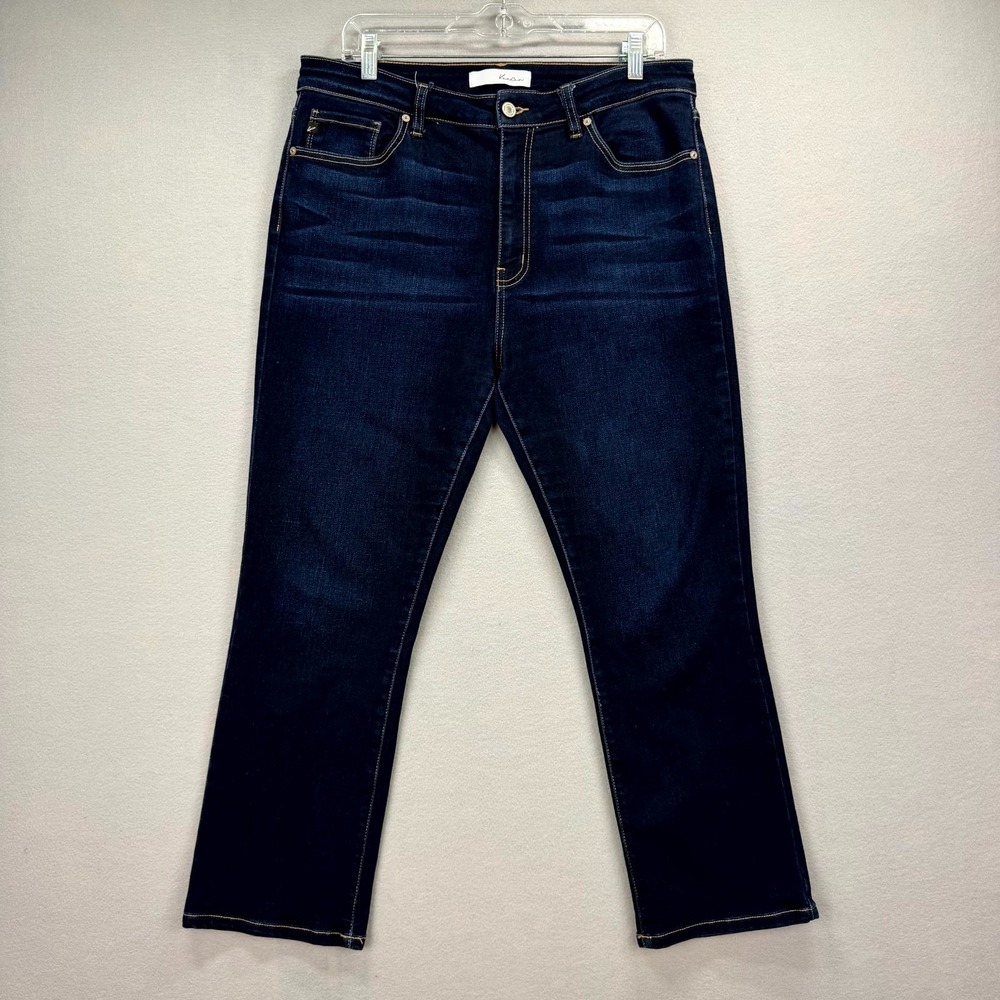KanCan Jeans Womens 34x26* Blue Denim Pants Whiskered‎ Dark Wash Super Stretch